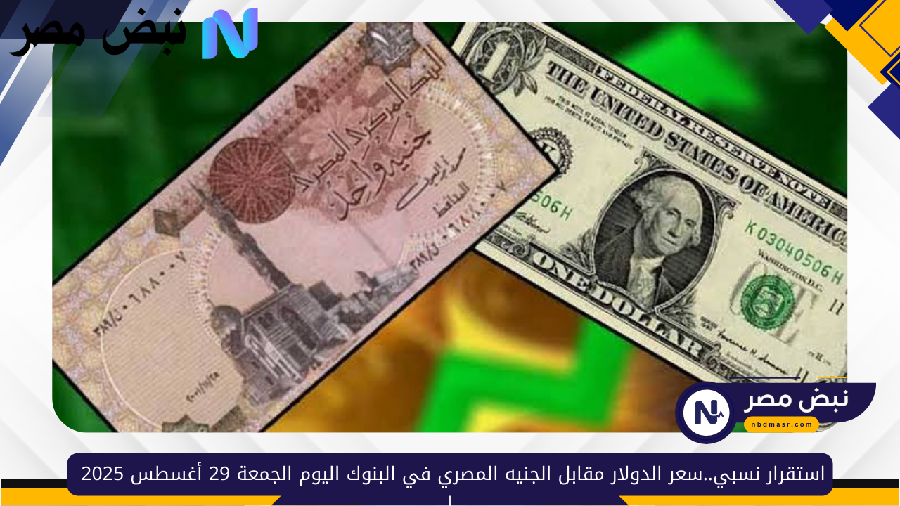 استقرار نسبي..سعر الدولار مقابل الجنيه المصري في البنوك اليوم الجمعة 29 أغسطس 2025